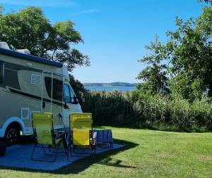 Motorhome on a pitch with a view