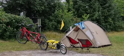 Bicycles and tent at the campsite